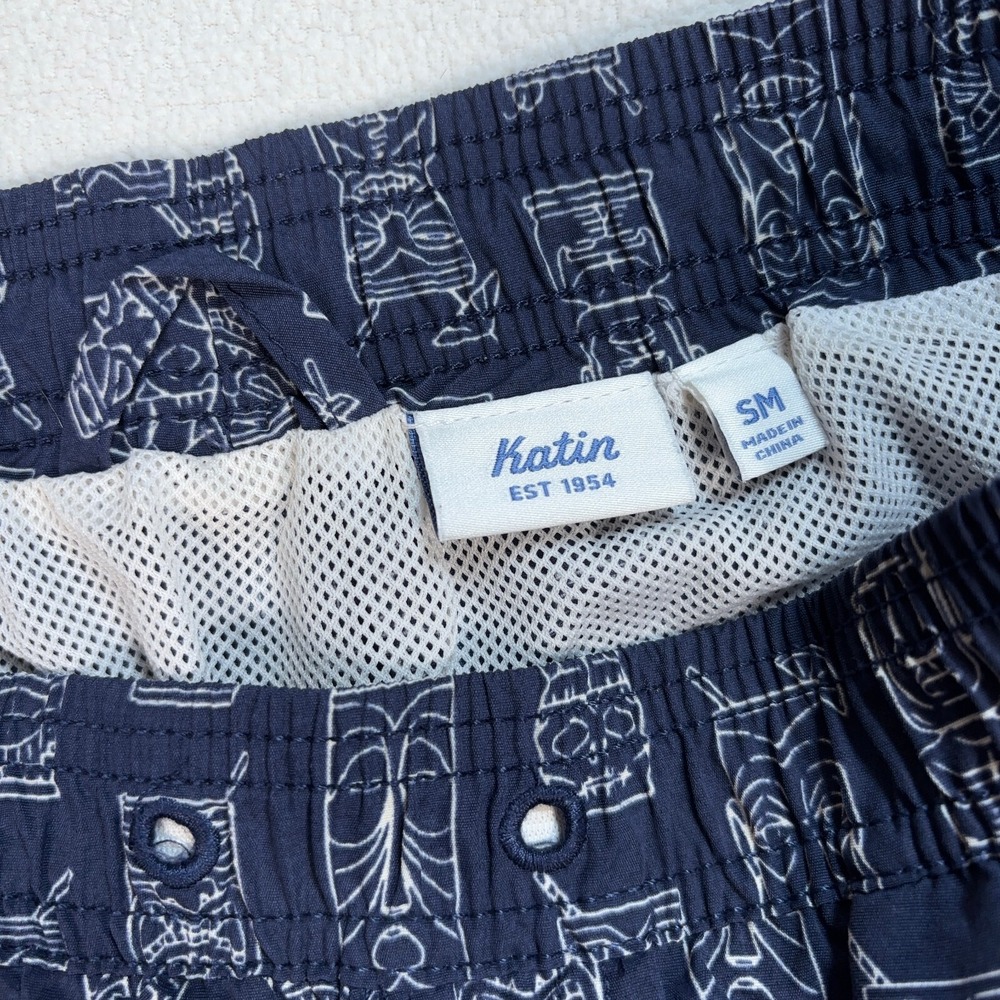 Katin Tiki Volley Swim Trunks Mens S Navy Mesh Lined Pocket Nylon *No Drawstring - Picture 3 of 15